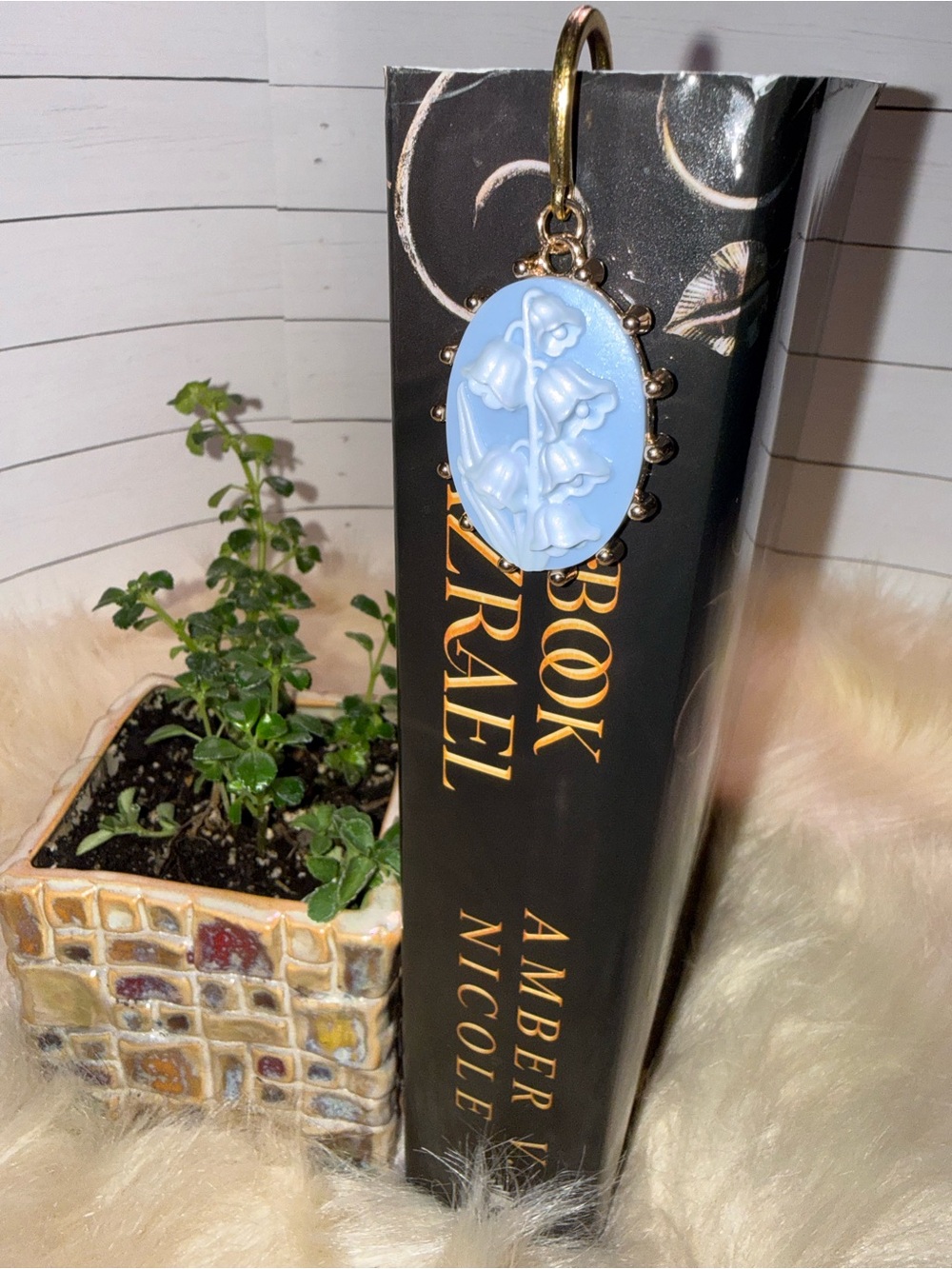 Light Blue Floral Cameo Bookmark